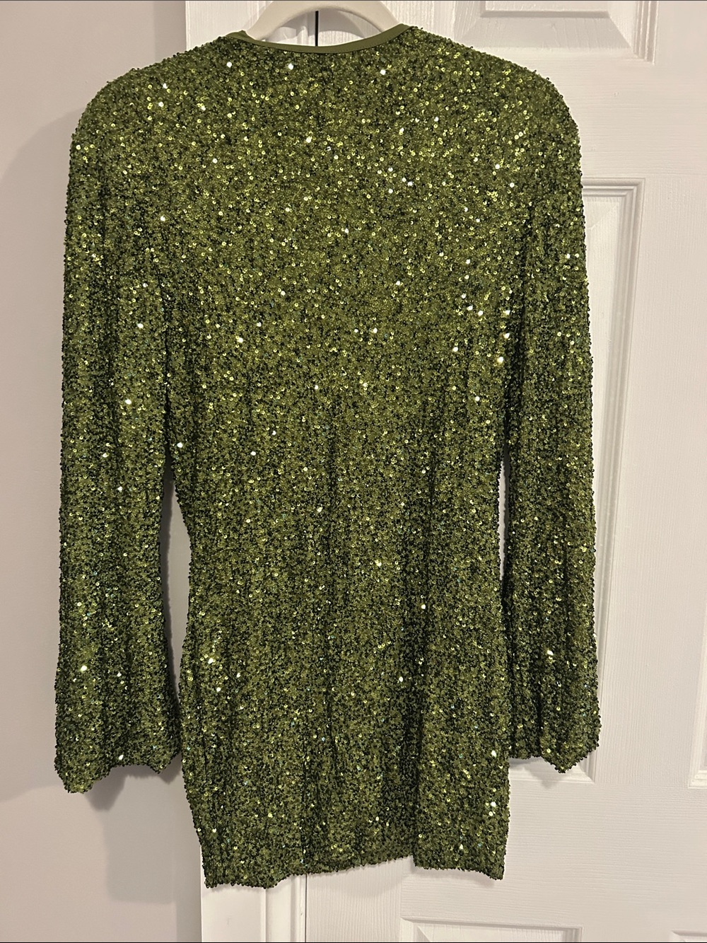 Olive Sequin Long-Sleeve Women's Top